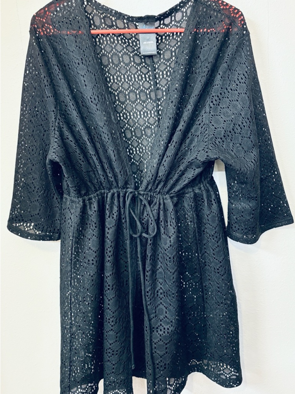 Black Lace Drawstring Cover-Up